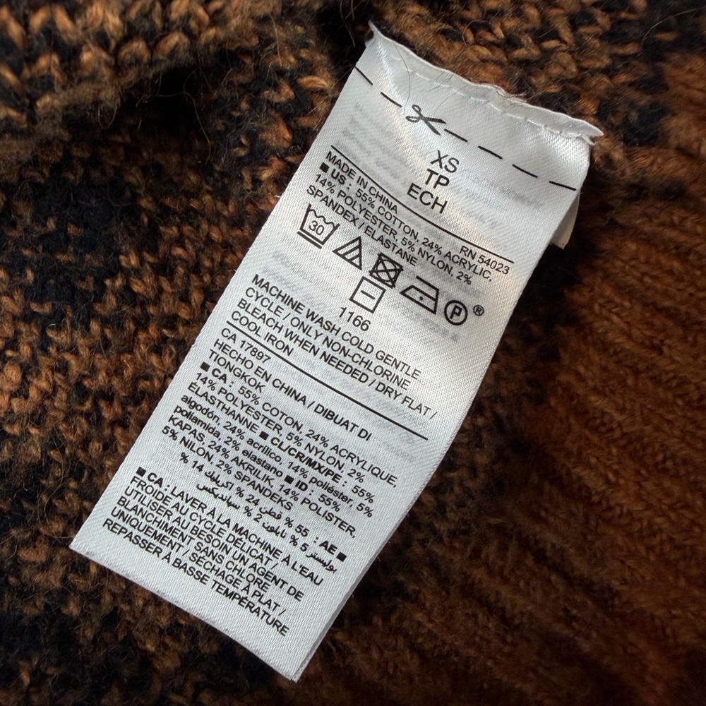 OLD NAVY • Brown Leopard Print Mock-Neck Long Sleeve Knit Sweater, XS - Picture 13 of 14